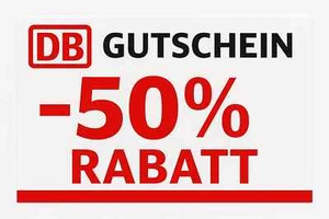 50% Rabatt auf deine nächste Deutsche Bahn Fahrt (1. & 2. Klasse) Schnellversand - Bild 1 von 2