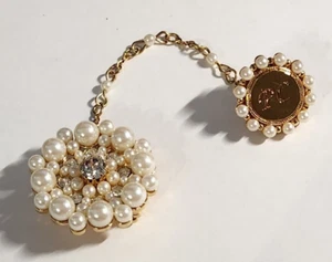 Vintage AVON Brosche Anstecknadel goldfarben Kunstperlen abnehmbar 2 Stück 1999-2000 - Bild 1 von 5