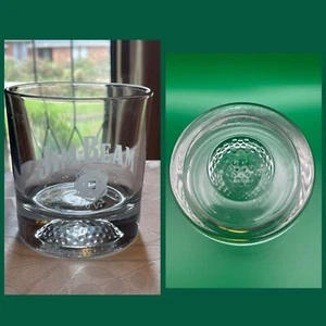 Jim Beam Whiskey Rocks Glass Embossed Golf Ball bottom 3.5" Sports Free Ship - Picture 1 of 11