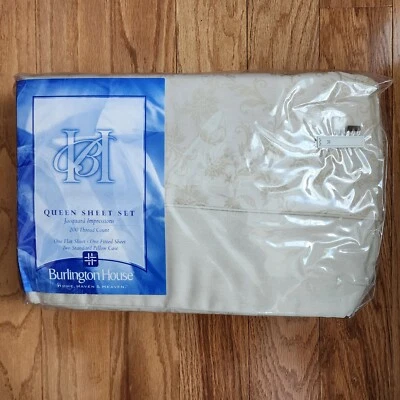 Juego de sábanas de colección Burlington Queen Jaquard 4 piezas GENEVIEVE beige de lujo nuevo en paquete  Foto 1 de 4