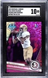 Keon Coleman 2023 Bowman Chrome U 1st Pink Fuschia Mini 💎 FSU RC Bills SGC 10 - Bild 1 von 2