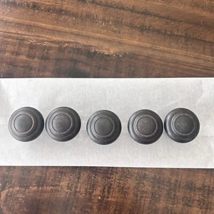 5 Dark Brown Round Cabinet Drawer Knobs w/ Hardware - Picture 1 of 6