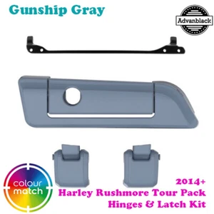 Gunship Gray Tour Pack Hinges Latch Kit fit 14+ Harley Touring - Picture 1 of 8