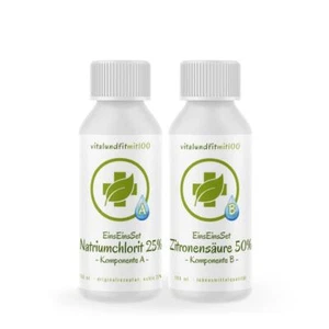 Natriumchlorit 25% + Aktivator 50% Zitronensäure 2x 100 ml in HDPE Tropferfl. - Bild 1 von 3