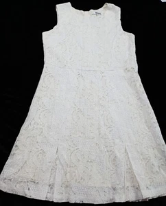 DKNY White Lace Girls Fancy Sleeveless Dress Size Large or 14 Teens Zippers - Picture 1 of 12