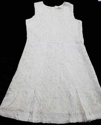 DKNY White Lace Girls Fancy Sleeveless Dress Size Large or 14 Teens Zippers - Image 1 of 4