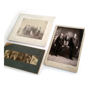 Vtg Photography Portrait Lot of 3 - Gentlemen, Child Photobooth Portraits Sepia - Picture 1 of 5