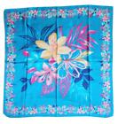SS123 BLUE COLOR LEAVES FLOWERS 100% SILK SCARF SHAWL WRAP SQUARE 34" X 34" NEW