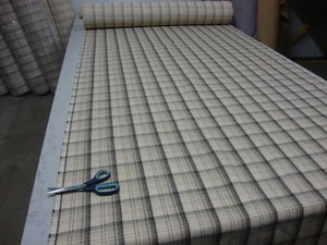 ASHLEY WILDE EDDERTON TARTAN CHECK PRALINE DESIGNER CURTAIN / UPHOLSTERY FABRIC - Picture 1 of 6