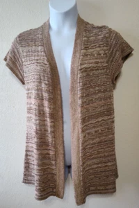 CHICO'S Short Sleeve Sweater Vest Size 3 US XL Open Front Multicolor Stripe - Picture 1 of 10