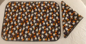 Vintage Halloween Placemats & Matching Napkins Ghost Pumpkin Bat Cute Set Of 4 - Picture 1 of 6