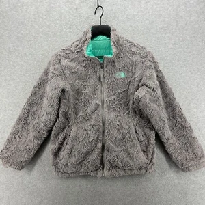 The North Face Puffer Jacket Girls Size Large 14/16 Reversible Green Gray Zip - Picture 1 of 15