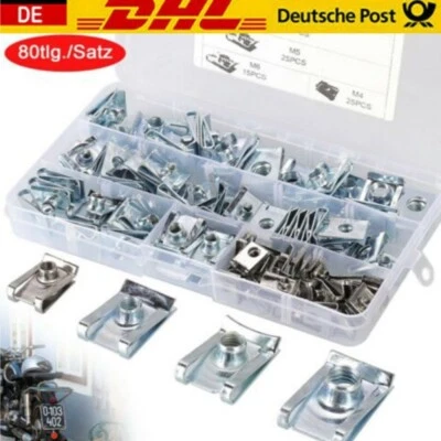80tlg Blechmutter M4 M5 M6 M8 Clipse Klemmen Edelstahl Schnappmutter Federmutter - Bild 1 von 4