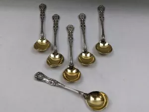 6 cucchiaini di cioccolato inglese King by Tiffany & Co argento sterling oro lavato 5" - Foto 1 di 6