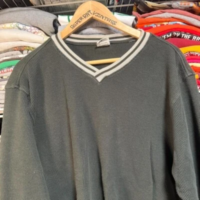 Camisa Vintage Union Bay Punto Térmico Cuello en V Manga Larga L Foto 1 de 4