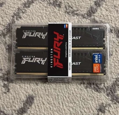 Kingston Fury Beast DDR5 Kit 16 GB DDR5 3000 MHz ECC DIMM CL30 KF560C30BBEK2-16 - Image 1 of 3