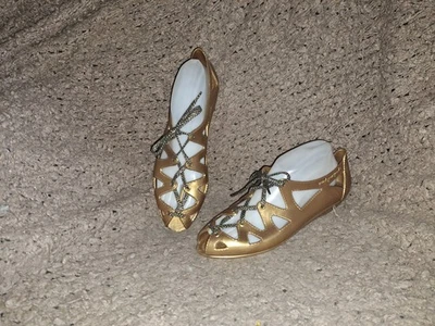 MARC BY MARC JACOBS-1980s Gold Jelly Wedge Shoes Sandals-Lace Up-Sz 40-Near Mint - Image 1 of 4