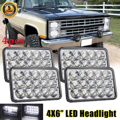 4PCS 4x6" Led Headlights Hi/Lo Sealed Beam for Chevrolet El Camino K5 Blazer DOT - Image 1 of 4