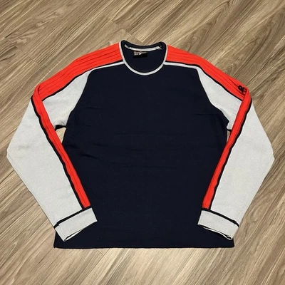 Vintage Demetre Pure Virgin Wool Ski Sweater Red And Navy Striped Men’s Large - Image 1 of 4