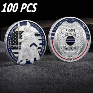 100 PCS Gift Police Blue Lives Matter Enforcement Challenge Coin Coins - Picture 1 of 6