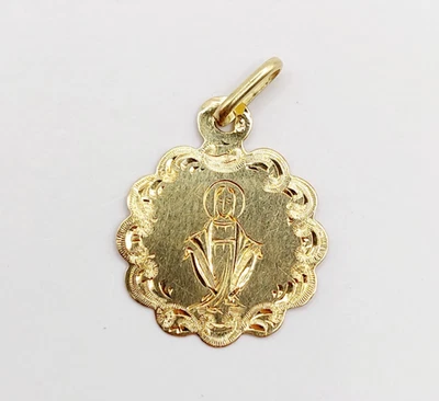 Petite Médaille religieuse antique or 18k Vierge Marie (circa 1900) - Photo 1/4