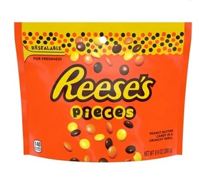 🔵 New Limited Edition Reeses PIECES Peanut Butter Chocolate Shell Candy 9.9oz - Picture 1 of 2