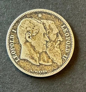 Belgique - Léopold II - Rare  2 Francs 1880 - Cinquantenaire Belgique (3) - Picture 1 of 2