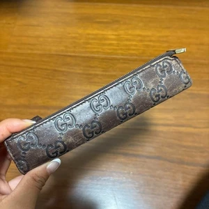 Gucci Pen Case GG Design Leather Brown - Picture 1 of 4