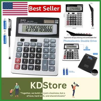 Touch Comfortable Office Calculator - 12-Digit LCD, Dual Power Source, Compact - Image 1 of 4