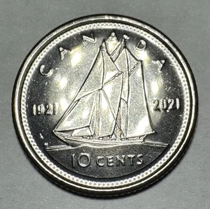 1921-2021 Canadian Double Date Dime 10Cent Coin from Original Roll BU - Picture 1 of 6