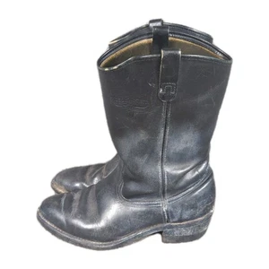 Mason Western schwarz Leder Arbeit Cowboy Stiefel Herren Größe 10,5 Hergestellt in den USA - Bild 1 von 10