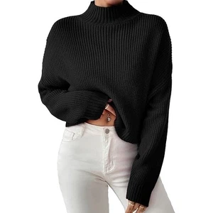 Philosophy Black Chunky Knit Oversized Mockneck Sweater Minimalist L Whipstitch - Picture 1 of 11
