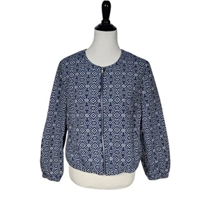 Old Navy Large Blue Jacquard Bomber Zip Up Jacket - Picture 1 of 8