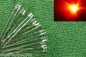 20PCS,3mm FLAT TOP Wide Angle RED Flashing LED With 12V Free Resistor FF3R,amy - Picture 1 of 2