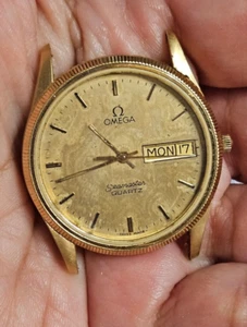 Omega Seamaster Quartz Watch Cal 1437 Ref 196.0272 Vintage Mens Yellow Dial - Picture 1 of 6