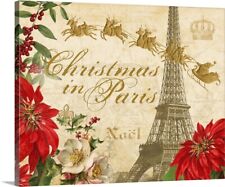 Christmas in Paris Canvas Wall Art Print, Eiffel Tower Home Decor