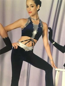 TANZKOSTÜM JAZZ STEPPFESTZUG SKATE KUNST STEIN BLAU SILBER KLASSE - Bild 1 von 3