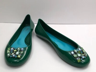 Zapatos planos de ballet/jalea brillantes con joyas (Oka-B) para mujer talla: 9 verde nuevos Foto 1 de 4