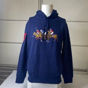 POLO RALPH LAUREN Triple Pony Pullover Hoodie Men's Size Medium Navy - Picture 1 of 6
