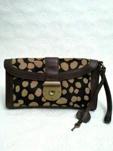 Collezione J Crew pochette da polso clutch capelli di vitello stampa animalier pelle con chiave - Foto 1 di 9