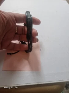 Mans Black Leather Braclet - Picture 1 of 2