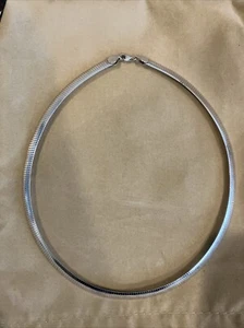 Estate Jewelry Sterling Silver 925 8mm JCM Peru Reversible Omega Chain Necklace - Picture 1 of 6