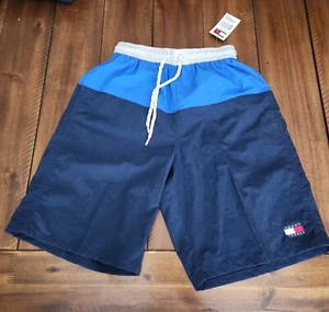 VINTAGE Tommy Hilfiger Swim Trunks Youth Small Blue Mesh Lined Y2K - Picture 1 of 9