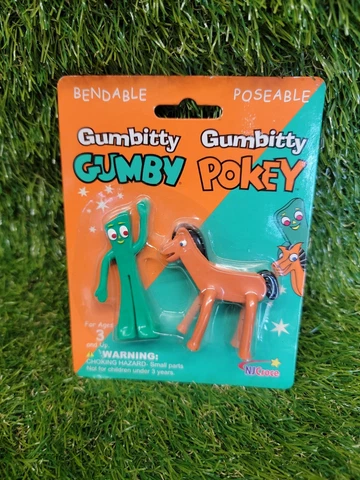 Gumbitty GUMBY & POKEY 2002 Bendable Mini Poseable Toy NJCroce SEALED Cover
