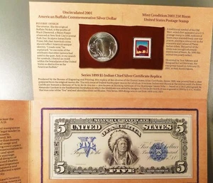 2001-D American Buffalo Commemorative Silver Dollar, Coin/Currency Set, Gem BU+ - Picture 1 of 4