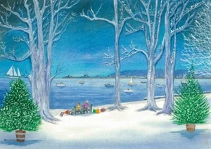 West Cross to Mumbles at Christmas - Christmas Card - Tony Paultyn - Picture 1 of 2