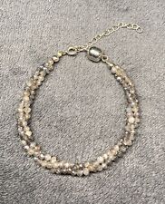 Gray Labradorite Rhodium Over Sterling Silver Beaded 7" Bracelet With Extension
