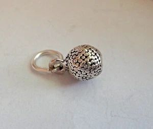 Sterling Silver 3D 6mm Solid Golf Ball Charm - Picture 1 of 2