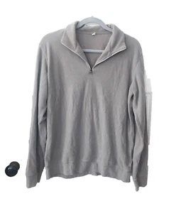 Uniqlo Gray Fleece Pullover 1/4 Zip Long Sleeve Shirt Top Mens Size M - Picture 1 of 5