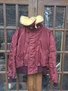 Vintage Military Flying Jacket N-2B Heavy Attached Fur Hood USAF - Picture 1 of 7
